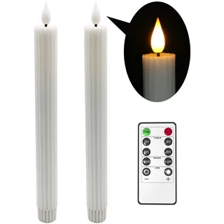 Yme 2er LED Kerzen mit Fernbedienung und Timer, Elektrische LED Stabkerzen Echtwachs Flackernd Kerze Dimmbar mit Timerfunktion für Zimmer Wohnzimmer Hochzeit Halloween Weihnachten Party Tisch Deko