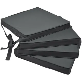 Beautissu Stuhlkissen Loft SK 45/40/5 cm Graphitgrau 4tlg , Grau , Textil , 40x45 cm , Heimtextilien, Wohntextilien, Sitzkissen