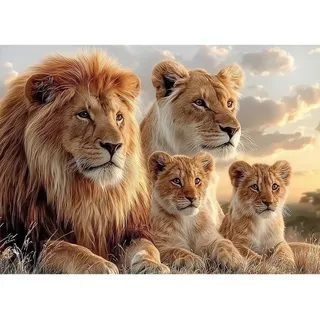 CEOVR Löwe Diamond Painting Bilder Kit Erwachsene,5D Diamond-painting 30x40cm,Diamant Art Set,Löwenfamilie