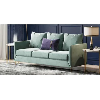 3 Sitzer Stoff Sofa Wohnlandschaft  Relax Sitz Design Couch Lounge Sofas Samt - Grau