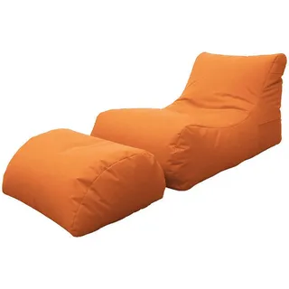 Moderne Wohnzimmer-Chaiselongue, Italy, Sessel mit Nylon-Fußstütze, Gepolsterter Sitzpuff für Schlafzimmer, 120x80h60 cm, Farbe Orange - Orange