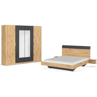 Rauch Schlafzimmer-Set »Monza« mit Drehtürenschrank Breite 226 cm, Bettanlage in 2 Breiten, grau