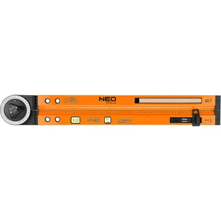 NEO TOOLS Einstellbarer Winkelmesser mit Libelle 500 mm, 2 Libellen, Bleistift, kann als Kompass verwendet werden, Messbereich von 0° - 270°, 50 cm lange Längenlehre