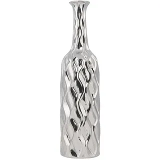 Beliani Dekovase Steinzeug silber Bassania , Silberfarben , Mode , 45 cm , Dekoration, Vasen, Keramikvasen