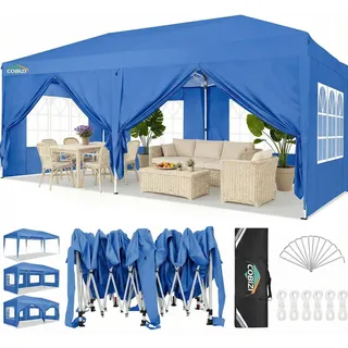 COBIZI Pavillon 3x6 Faltpavillon Wasserdicht Stabil Winterfest Faltbar Partyzelt UV-Schutz Pop Up Pavillon mit 6 Seitenteilen & 1 Tragetasche für Outdoor-Aktivitäten Gartenpartys, Blau