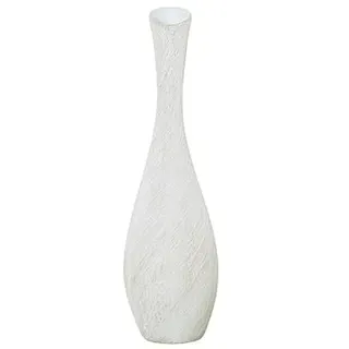 DRW Bodenvase aus Keramik, Spirale in Weiß und Beige, 60 x 19 x 19 cm