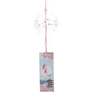 SOIMISS Japanische Glas Windspiel Windglocke Amulett Glücksbringer Baumschmuck Autospiegel Glaskugel Anhänger Hängedeko für Auto Dekoration Outdoor Balkon Draußen Terrassen Garten Deko Hänger