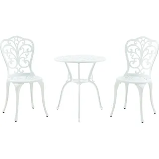 casa.pro Bistro-Set Lupsam 3-tlg. Aluminiumguss Weiß