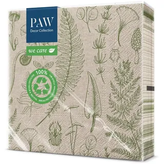 PAW - Recycelte Servietten 3-lagig (33 x 33 cm) I 20 Stück I Perfekt für Geburtstage, Partys, Hochzeiten, Kommunion, Feiern I Umweltbewusste Papierservietten Recycelt - Waldnatur I Forrest Nature