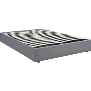 [en.casa] Polsterbett Nola mit Bettkasten 140 x 200 cm Leinen Grau - Grau