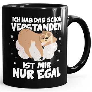 Kaffee-Tasse Ich hab das schon verstanden Faultier mit Spruch Bürotasse lustige Kaffeebecher MoonWorks® schwarz standard