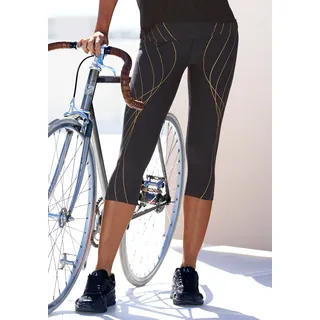 Caprileggings LASCANA ACTIVE, Damen, Gr. S (36/38), N-Gr, blau (schwarz), Obermaterial: 85% Polyester, 15% Elasthan, bedruckt, figurbetont ca. Mitte Wade, Hosen Caprileggings, mit schimmerndem Druck, Sportleggings, Topseller