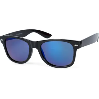 styleBREAKER Wayfarer "Nerd Sonnenbrille Polarisiert" 1 Stk., gestell schwarz, glas blau verspiegelt