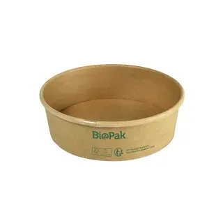 DUNI BioPak Ronda Bowl Wide ungeteilt, rund, Menüschale aus nachwachsendem Material, 1 Karton = 5 x 50 Stück, 500 ml, braun
