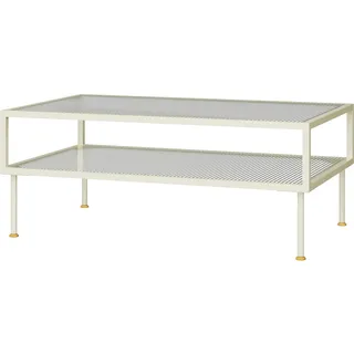 [en.casa] Couchtisch Lindau Stahl mit Glasplatte 100x50x46 cm Cremeweiß