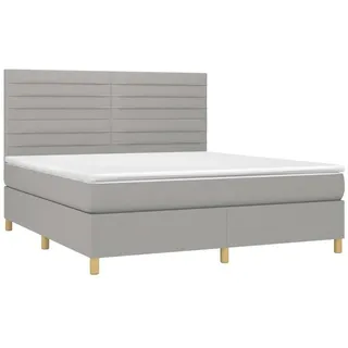 vidaXL Boxspringbett mit Matratze Hellgrau 180x200 cm Stoff