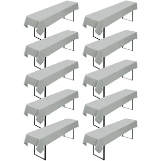 10 Stück Biertisch Tischdecke,für 50-70 cm Tischbreite,Hellgrau Biertisch Biertischhussen Bierzeltgarnitur Rechteckige Tischdecken Waschbar 100x250cm für Gartenbankett-Gartenmöbel