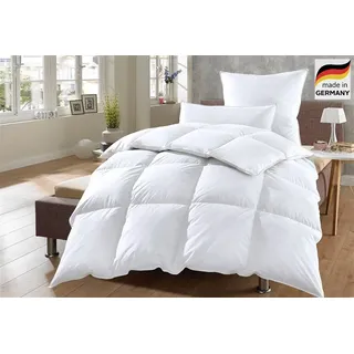 otto home Home affaire Daunenbettdecke + Kopfkissen »Köniz, Bettdecke 135x200&155x220 cm mit 80x80 cm Kissen Made in Green« 2-tlg., Set mit Kissen, allergiker geeignet (Hausstauballergiker), weiß,