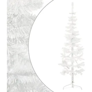 The Living Store Künstlicher Halb-Weihnachtsbaum mit Ständer Schlank Weiß 180 cm - Weiß