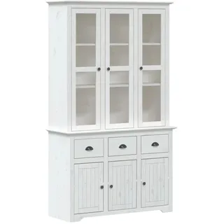 vidaXL Highboard BODO Weiß 115,5x43x200,5 cm Massivholz Kiefer