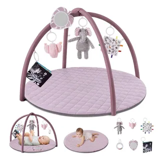 Blissful Diary Spielbogen Baby, Spieldecke Baby Gym Activity Decke mit 6 Abnehmbare Spielzeuge, krabbeldecke Einfach zu Installieren und zu Reinigen, Unverzichtbare Babygeschenke, Lavendelrosa