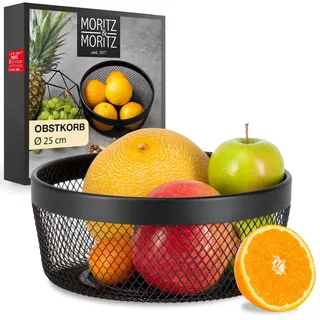 Moritz & Moritz Obstschale Schwarz Metall 25cm - Obstkorb Schwarz Metall – Korb für Geschenke, Früchte, Gemüse und Brot