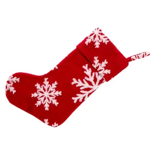 Plüsch Weihnachtsstrumpf Anhänger mit Schneeflockenmuster für saisonale Dekoration und Geschenkbeutel