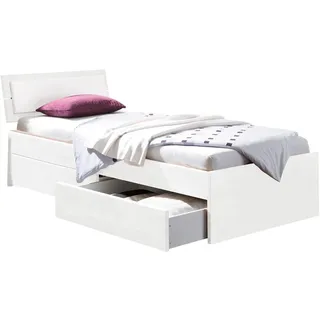 Hasena Stauraumbett , Weiß , Holzwerkstoff , 2 Schublade(n) Schubladen , 90x200 cm , Über- und Sondergrößen erhältlich, gepolstertes Kopfteil, in verschiedenen Holzarten erhältlich, Stoffauswahl, mit Schubkästen, in verschiedenen Größen erhältlich , Babymöbel & Kindermöbel, Kinderzimmer & Jugendzimmer, Kinderbetten, Kinderbetten & Jugendbetten