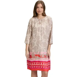 Betty Barclay Damen Sommerkleid mit Rundhalsausschnitt 44, Taupe/Rot