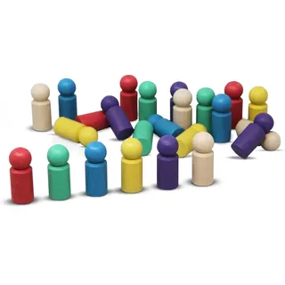 Wissner 24 XXL-Spielfiguren Set in 6 lebhaften Farben - Öko-Freundliches RE-Wood Material, PEFC Zertifiziert - Perfekt für Lern- und Brettspiele - Jumbo Mensch Ärgere Dich Nicht Figuren