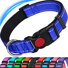 ATETEO Reflective Dog Collar with Safety Locking Buckle and Soft Neoprene Padded, Adjustable Durable Nylon Puppy Collar for Medium large Dogs