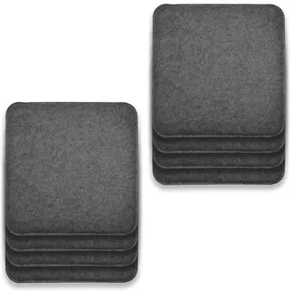 Rubberneck 8er Set rutschfeste Filz Sitzkissen eckig, Stuhlkissen mit Antirutsch-Noppen, dunkelgrau