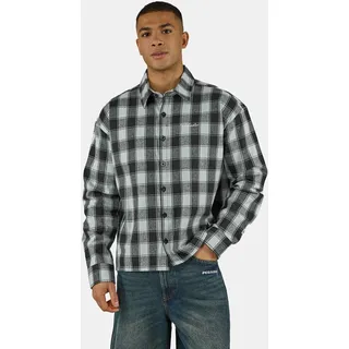 Langarmhemd PEGADOR "Bevill Flannel Shirt", Herren, Gr. M, N-Gr, schwarz-weiß (washed checked schwarz warm weiß), Web, Obermaterial: 100% Baumwolle, kariert, regular fit normal, ohne Ausschnitt, 1-Knopf-Manschette, Hemden Langarmhemd, Baumwolle, regular fit