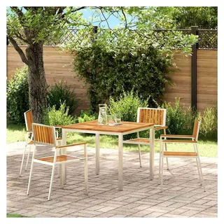 Stapelbare Gartenstühle 4 Stück aus Akazienholz und Edelstahl