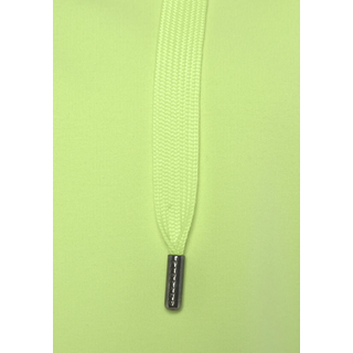 Kapuzensweatshirt ELBSAND "Elgin", Damen, Gr. L (40), grün (limone), angeraute Sweatware, Obermaterial: 95% Baumwolle, 5% Elasthan, unifarben, figurumspielend hüftlang, breiter Bund, Sweatshirts Kapuzensweatshirt, mit Logostickerei, lockerer Hoodie aus elastischer Baumwolle, Topseller