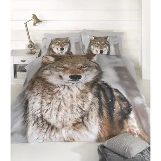 Rapport Home Wolf Bettwäsche-Set, Polyester-Baumwolle, Mehrfarbig, King-Size-Größe