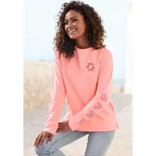 Sweatshirt ELBSAND "Andra", Damen, Gr. S (36), orange (koralle meliert), Sweatware, Obermaterial: 67% Baumwolle, 33% Polyester, meliert, figurumspielend hüftbedeckend, Rundhals, Sweatshirts Sweatshirt, mit Logoprint, Topseller