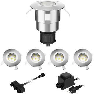 ledscom.de LED Boden-Einbauleuchte Atria für außen Aluminium warm-weiß, je 14lm, IP65, 40mm Ø, 5er Set
