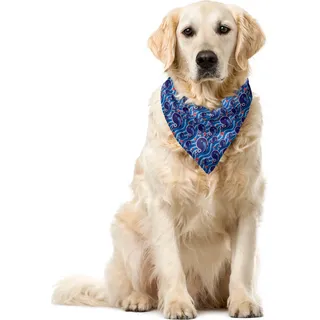 ABAKUHAUS Wale Haustier Bandana, Big Cartoon-Fische Säugetiere, 55x55 cm, Indigo-Kobalt-Blau