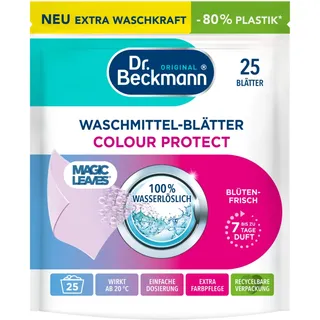 Dr. Beckmann MAGIC LEAVES Waschmittel-Blätter COLOR | vordosierte & wasserlösliche Waschblätter | platzsparend und leicht anzuwenden | 25 Blätter