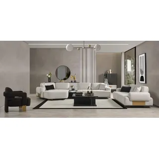 Wohnzimmer Set  Ecksofa L-form 3+1 Sitzer Sofa Couchgarnitur JVmoebel - Weiß