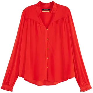 Maison Scotch Damen Bluse Feminine Pleated Shirt 157017-3666 M - Orange Shell - M