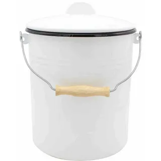 Krüger Emaille Mülleimer 10 l Weiß