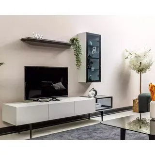 rtv Lowboard  Wandschrank Holz Wandregal Wohnzimmer Modern Design Möbel - Weiß