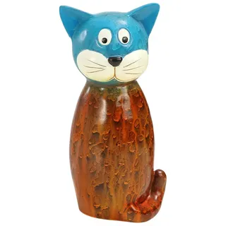 Dehner Zaunfigur Mieze, ca. 23.5 x 12 x 9 cm, Polyresin, rot/blau, Bunt