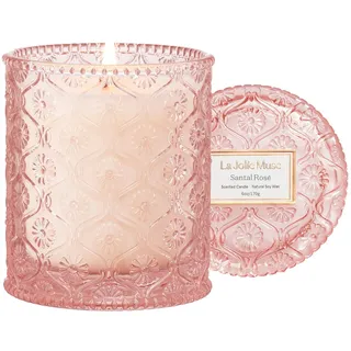 La Jolíe Muse Duftkerze im Glas Rose Sandelholz, Kerzengeschenk für Frauen Sandelholzduftkerzen Zuhause 55 Stunden Brenndauer, 170g..
