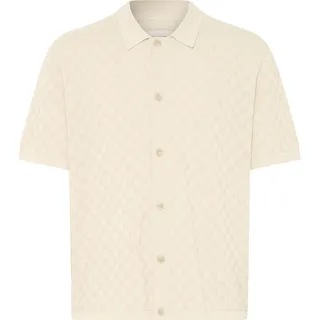 BLEND Bequemes Kurzarmshirt Haifischkragen Knopfleiste Kariert Größe: L (41/42) - Gelb