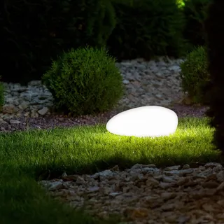 Beper RGB-LED-Solar-Gartenlampe Stein weiß 8 h IP44 mit Erdspieß