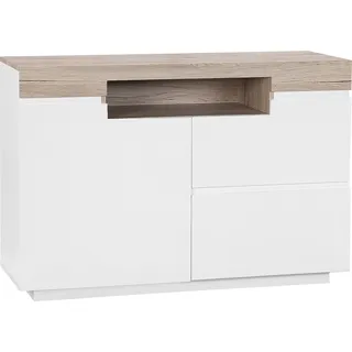 BELIANI Kommode weiß/heller Holzfarbton MDF Platte 76 x 90 x 40 cm Modern Skandinavisches Design Viel Stauraum Wohnzimmer - Weiß, Braun