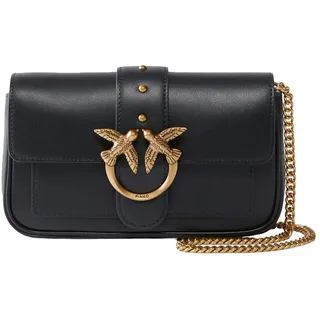 PINKO Love One Pocket Umhängetasche Leder/ Synthetik Black/Gold